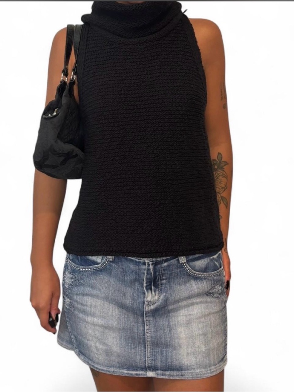 By Together Black Sleeveless Knit Cowl Tank